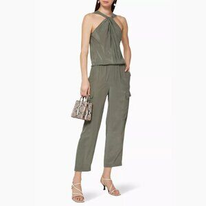 Theory 100% Silk Cargo Pants – Size S – Khaki Green, Relaxed Luxe Trousers